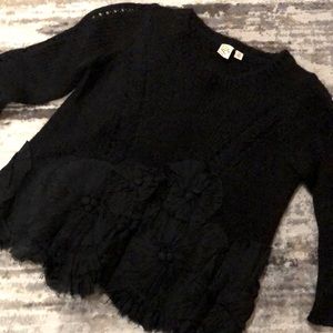 Black Appliqué Cropped Sweater Size XS